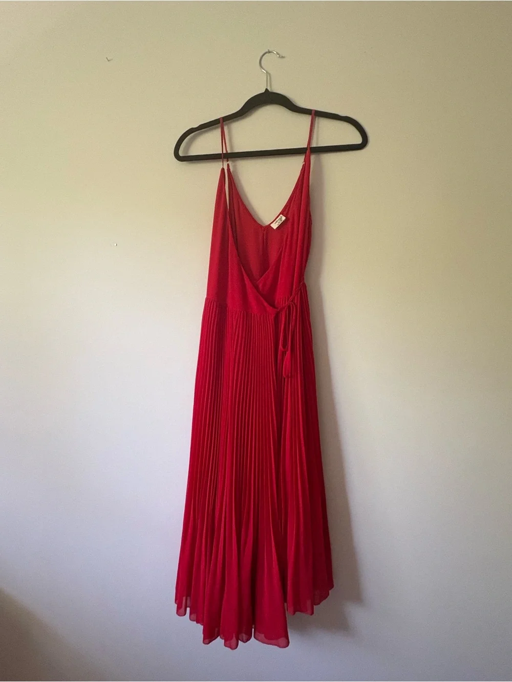 Aritzia Wilfred Beaune Pleated Wrap Midi Dress Red XS - Picture 6 of 12